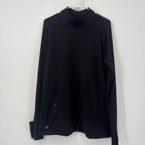 Athlete Mock Neck Athletic Jacket Black Womens Size Large Pockets Running Gym - Picture 1 of 12
